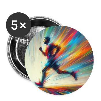 Homme qui court 3 - Lot de 5 petits badges (25 mm) - blanc - Devant
