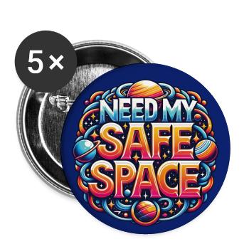 Besoin d’un endroit sûr, mon espace - Lot de 5 petits badges (25 mm) - blanc - Devant