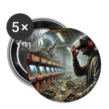 Postapokalyptischer VR-Gamer - Buttons klein 25 mm (5er Pack) - Weiß - Vorne