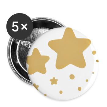 Design ludique d’étoiles jaunes - Lot de 5 petits badges (25 mm) - blanc - Devant