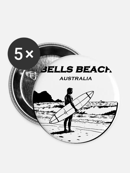 Bells Beach Surfer - Buttons klein 25 mm (5er Pack) - Weiß