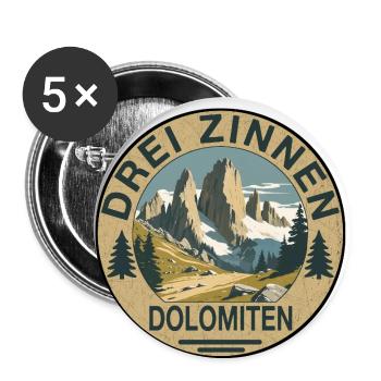 Drei Zinnen rund - Buttons klein 25 mm (5er Pack) - Weiß - Vorne