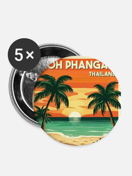 Koh Phangan Thailand - Buttons klein 25 mm (5er Pack) - Weiß