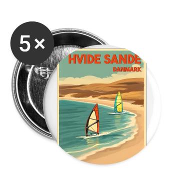 Hvide Sande, alternativement, Danemark - Lot de 5 petits badges (25 mm) - blanc - Devant