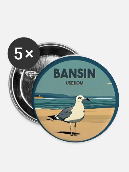 Bansin Moewe - Buttons klein 25 mm (5er Pack) - Weiß