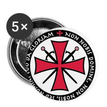 TemplerKreuz Non Nobis Domine Crusader Ritterkreuz - Buttons small 1''/25 mm (5-pack) - white - Front