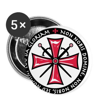 TemplerKreuz Non Nobis Domine Crusaders Cross - Buttons small 1''/25 mm (5-pack) - white - Front