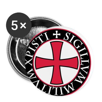 27 Tempelritter Templer Kreuz Spruch Mittelalter - Buttons klein 25 mm (5er Pack) - Weiß - Vorne