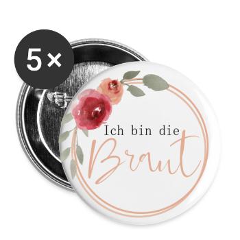 I am the bride - vintage flowers - Buttons small 1''/25 mm (5-pack) - white - Front