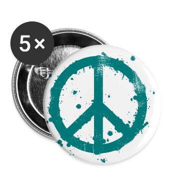 signe de paix - Lot de 5 petits badges (25 mm) - blanc - Devant