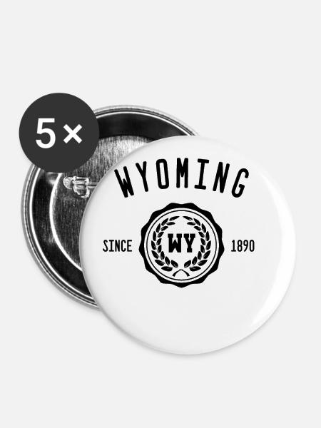 Wyoming USA - Buttons klein 25 mm (5er Pack) - Weiß