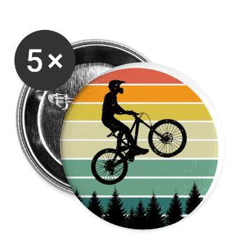 Mountainbike Downhill Fahrrad Mountainbiker biker - Buttons klein 25 mm (5er Pack) - Weiß - Vorne
