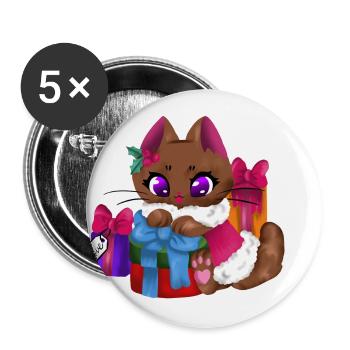 Present Cat🎁🐱 - Buttons small 1''/25 mm (5-pack) - white - Front