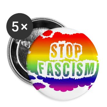 Stop AfD contre la droite, la démocratie, la diversité, la gauche - Lot de 5 petits badges (25 mm) - blanc - Devant