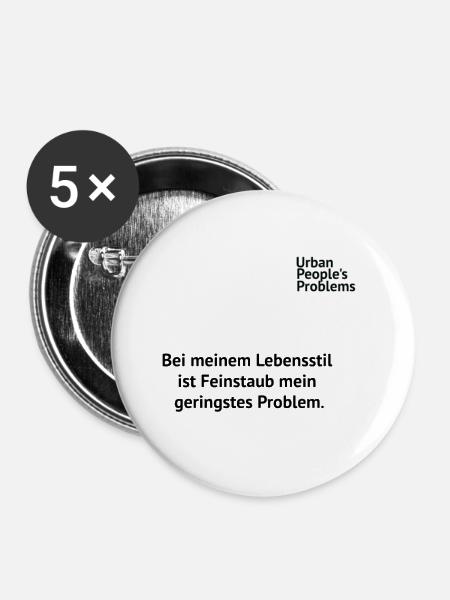 Urban Peoples Problems Feinstaub - Buttons klein 25 mm (5er Pack) - Weiß