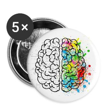 T-shirt brain comic math art - Buttons small 1''/25 mm (5-pack) - white - Front