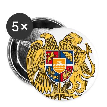 03 Armenien Wappen Armenia Армения T-Shirts - Buttons klein 25 mm (5er Pack) - Weiß - Vorne
