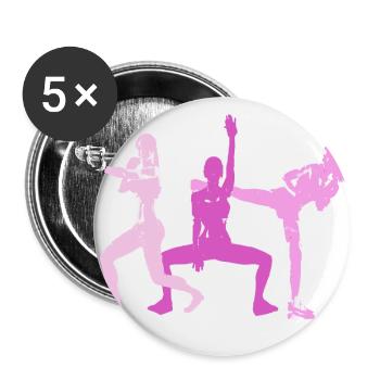 Piloxing, Pilates, gymnastique, graffiti, yoga - Lot de 5 petits badges (25 mm) - blanc - Devant