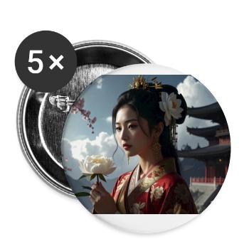 asiatin,geisha,japan,illustration - Buttons klein 25 mm (5er Pack) - Weiß - Vorne