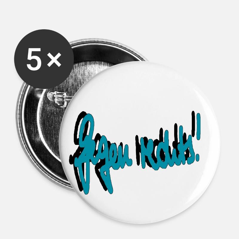 gegen rechts - Buttons klein 25 mm (5er Pack) - Weiß