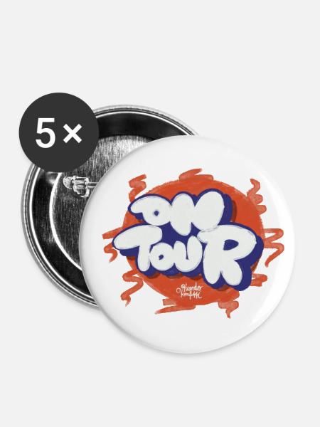 On Tour - Buttons klein 25 mm (5er Pack) - Weiß