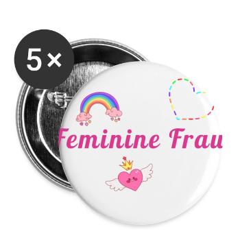 Feminine Woman, Rainbow, Heart, LGBTQ - Buttons small 1''/25 mm (5-pack) - white - Front