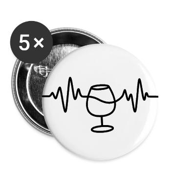 Wein Herzschlag Weinglas - Buttons klein 25 mm (5er Pack) - Weiß - Vorne