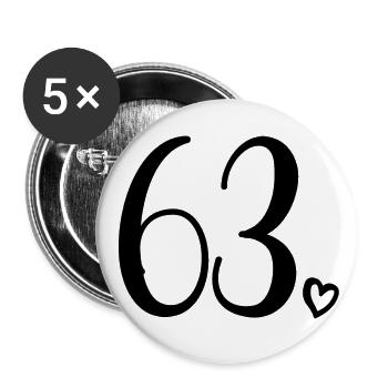 Süße Nummer 63, 63 Jahre alt, 63. Geburtstag Geschenk - Buttons klein 25 mm (5er Pack) - Weiß - Vorne