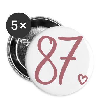 Cute Number 87, 87 Years Old, 87th Birthday Gift - Buttons small 1''/25 mm (5-pack) - white - Front