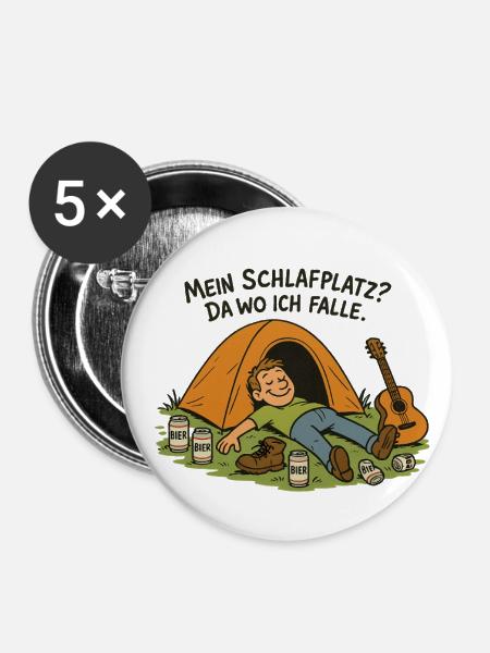 Campingplatz lifestyle - Buttons klein 25 mm (5er Pack) - Weiß