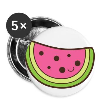 Niedliche Wassermelone Smile Kawaii - Buttons klein 25 mm (5er Pack) - Weiß - Vorne