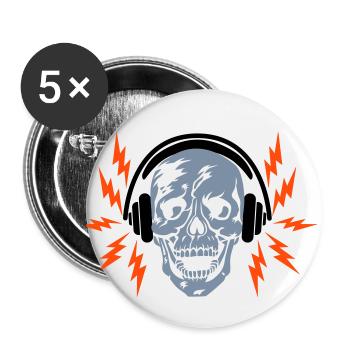 41 Skull Skull Headphone Flashes - Buttons small 1''/25 mm (5-pack) - white - Front