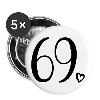 Süße Nummer 69, 69 Jahre alt, 69. Geburtstag Geschenk - Buttons klein 25 mm (5er Pack) - Weiß - Vorne