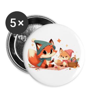 Fuchs Herbst 11 - Buttons klein 25 mm (5er Pack) - Weiß - Vorne