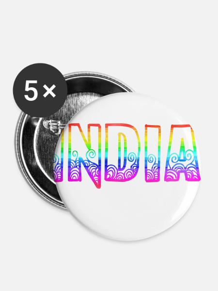 india rs regenbogen - Buttons klein 25 mm (5er Pack) - Weiß