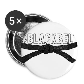 Schwarzgurt #Blackbelt Kampfsport Karate Judo - Buttons klein 25 mm (5er Pack) - Weiß - Vorne
