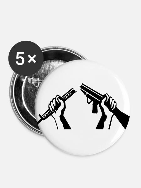 Zerbrochenes Gewehr - Buttons klein 25 mm (5er Pack) - Weiß