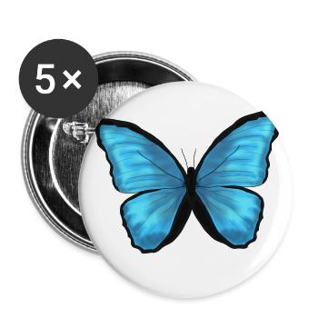 Schmetterling Butterfly Tier Blau - Buttons klein 25 mm (5er Pack) - Weiß - Vorne