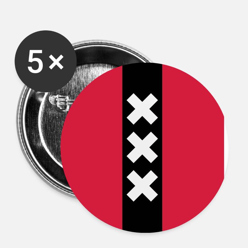 Amsterdam Logo - Buttons klein 25 mm (5er Pack) - Weiß