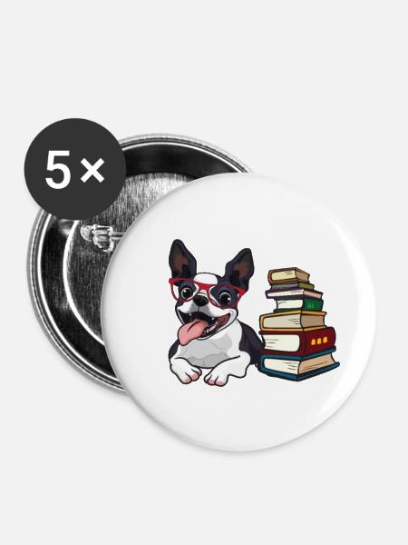 Boston Terrier - Buttons klein 25 mm (5er Pack) - Weiß