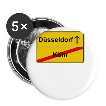Düsseldorf Derby anti Köln Ortsschild - Buttons klein 25 mm (5er Pack) - Weiß - Vorne