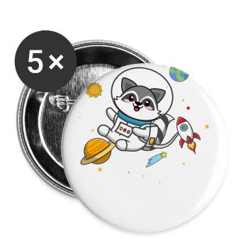 Raton laveur - Lot de 5 petits badges (25 mm) - blanc - Devant