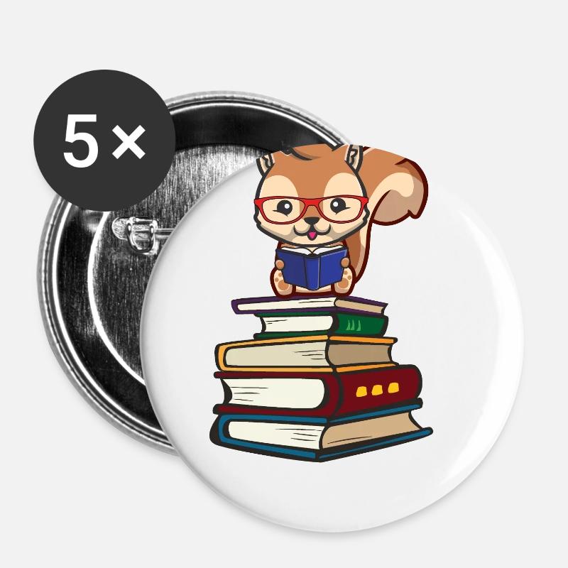 Eichhörnchen - Buttons klein 25 mm (5er Pack) - Weiß