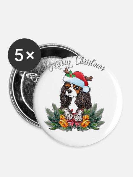 Cavalier King Charles Spaniel - Buttons klein 25 mm (5er Pack) - Weiß