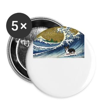 Corgi - Lot de 5 petits badges (25 mm) - blanc - Devant