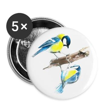 Birds - Buttons small 1''/25 mm (5-pack) - white - Front