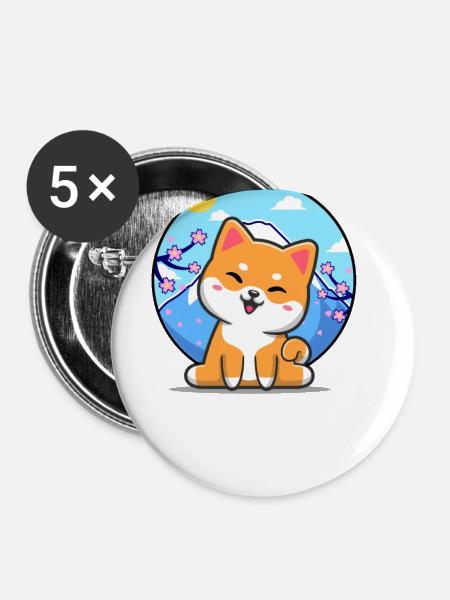 Shiba Inu - Buttons klein 25 mm (5er Pack) - Weiß