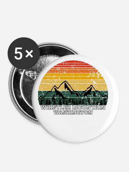 Whistler Mountain Washington - Buttons klein 25 mm (5er Pack) - Weiß
