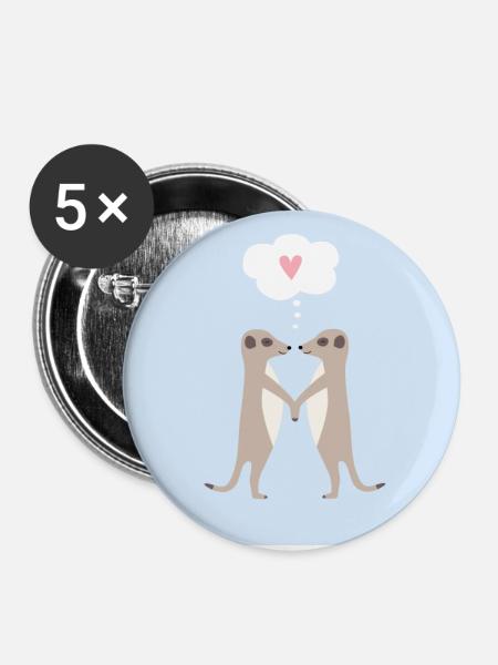 meerkats in love - merkaats in love - Buttons small 1''/25 mm (5-pack) - white