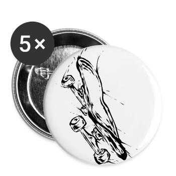 Skateboard - Lot de 5 petits badges (25 mm) - blanc - Devant